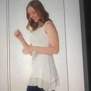 Logo Layers Scoop Neck Tank with Ruffle Hem